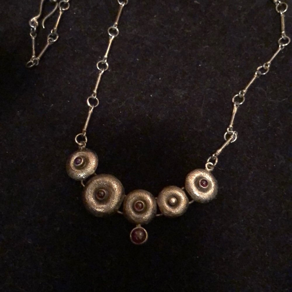 Handmade silver and garnet necklace